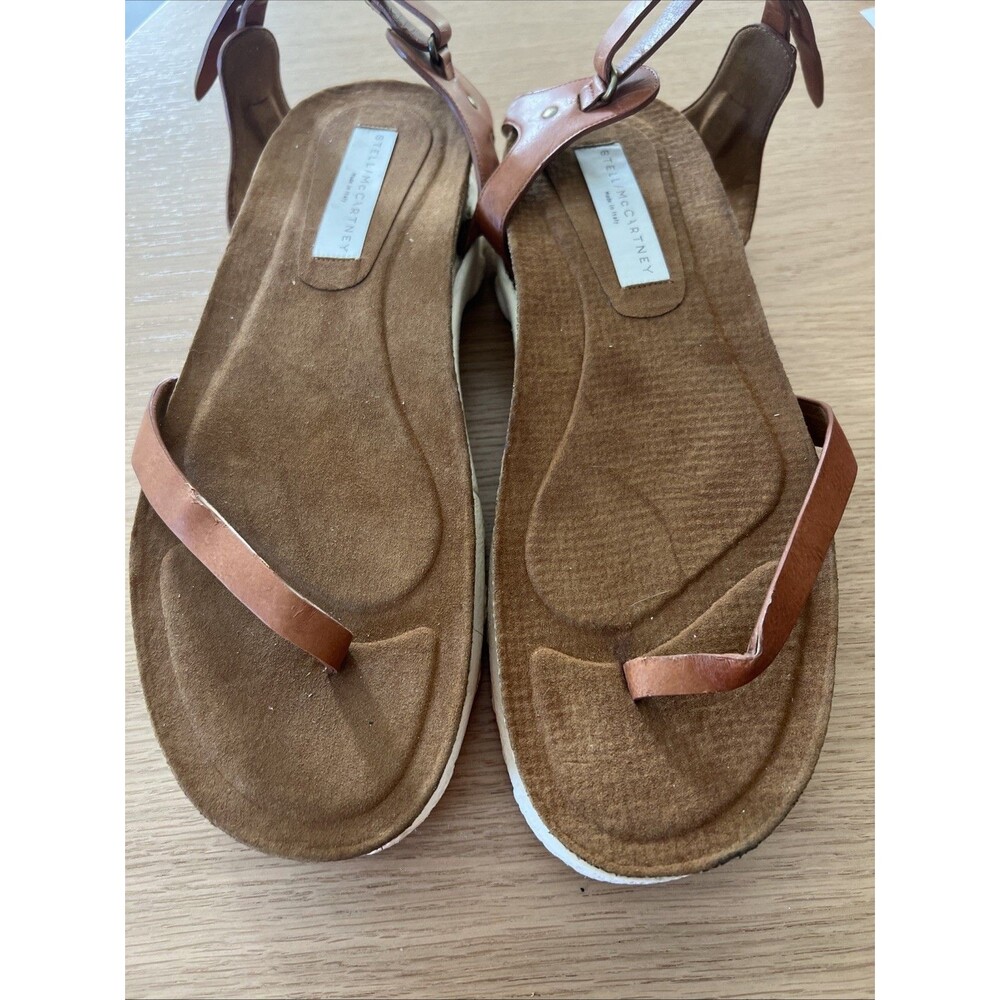 Stella McCartney Women's Sandals Size 39.5 Toe Strap Leather Cork --Damaged! - Picture 3 of 15